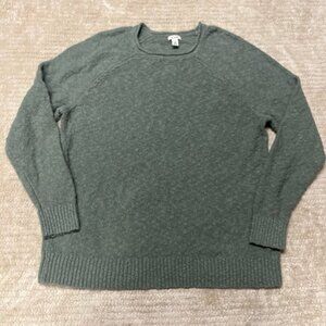 L.L. Bean Women's Scoop Neck Crew Sweater in Heather Green